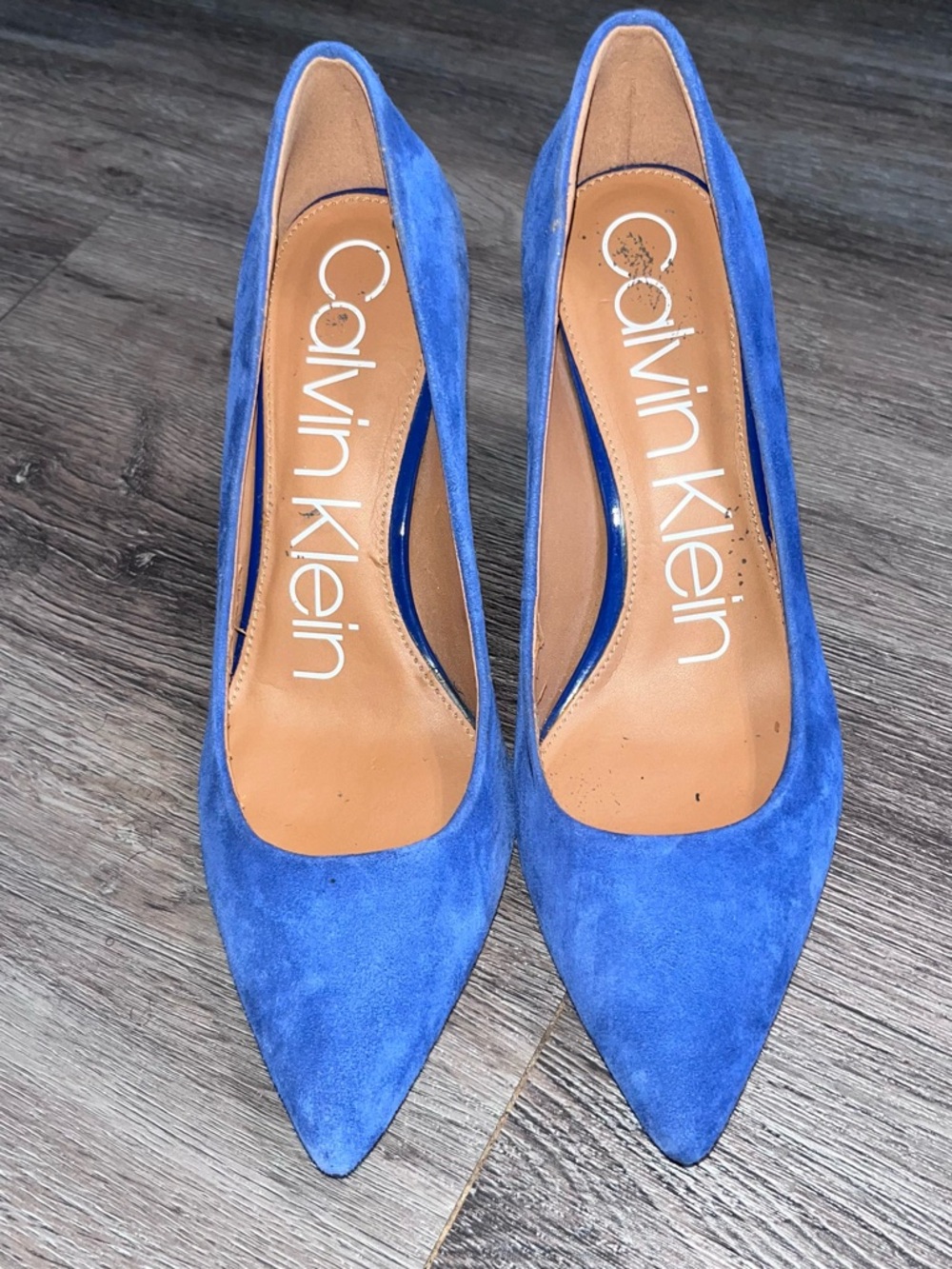 Calvin Klein Royal Blue Suede Pointed-Toe Pumps